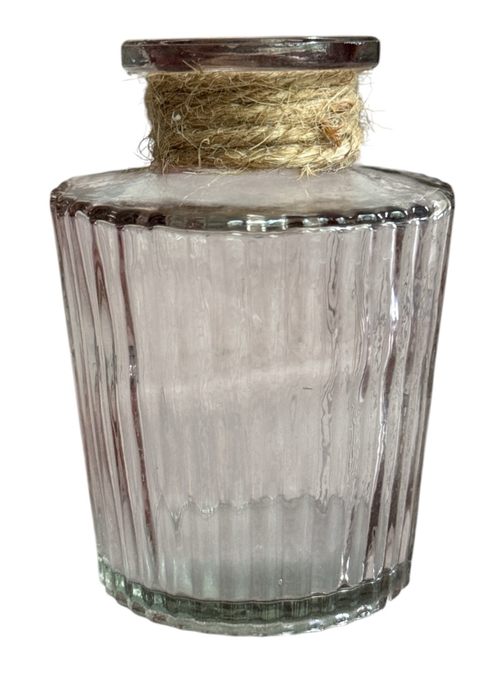 Decorative Glass Bottle Vase with Jute Accent - Light Pink